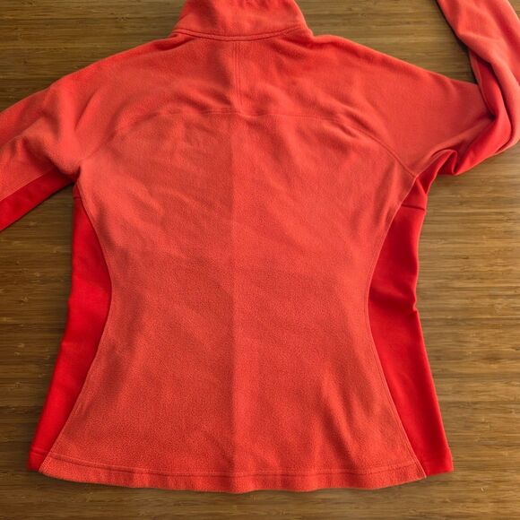 North Face Fleece Jacket Full Zip Bright Coral Orange Womens Size L Polartec - Picture 2 of 12